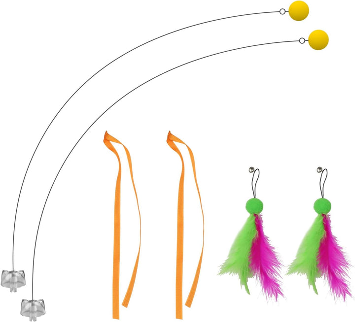 Interactive Cat Toys Cat Exercise Tumbler, Rechargeable Cat Toys for Indoor Cats Spin Butterfly Game Teasing Kitty, Extra Long Feather Wand (P33 Cat Toys)