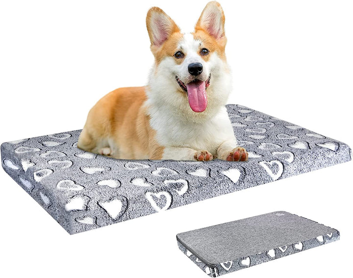 Reversible Cool and Warm Dog Bed Mat for Crates - Stylish Pad with Waterproof Inner Linings and Removable Machine Washable Cover, Firm Support for Small to Xx-Large Dogs, Grey