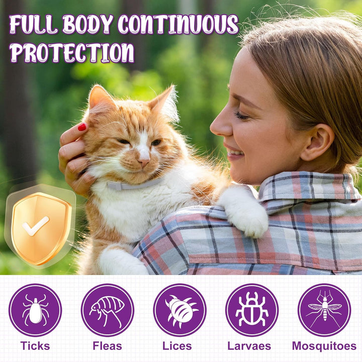 Flea & Tick Collar for Cats 4 Pack - 8 Months Long-Lasting Protection and Prevention, Cat Flea and Tick Collar, Adjustable