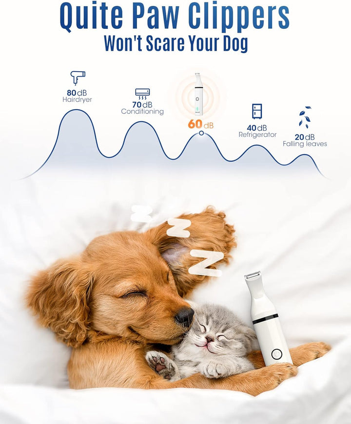 Dog Clippers with Double Blades,Cordless Small Pet Hair Grooming Trimmer,Low Noise for Trimming Dog'S Hair around Paws, Eyes, Ears, Face, Rump (White)