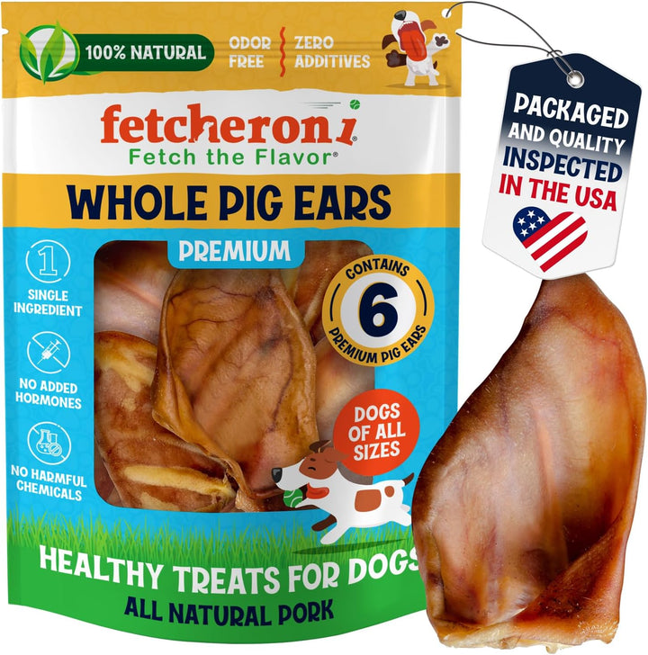 Whole Pig Ears for Dogs Large - 100 Pack Long Lasting Dog Chews - One Ingredient Delicious All Natural Flavor – Easy to Digest Dog Treat for Large Dogs - Great for Teeth and Gums