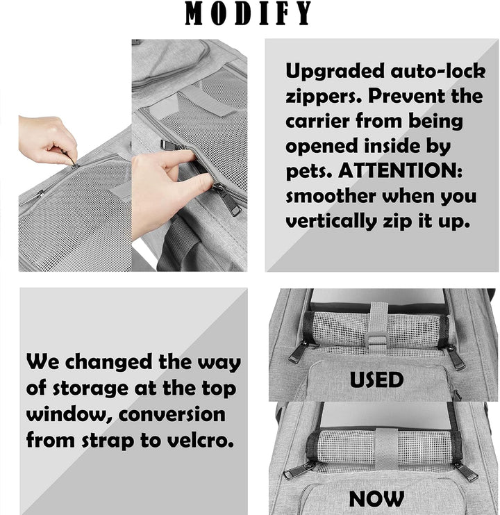 Pet Carrier for Large Cats, Soft-Sided Cat Carrier for Medium Big Cats and Puppy up to 20Lbs, Washable Dog Carrier Privacy Protection for Home Outdoor Travel