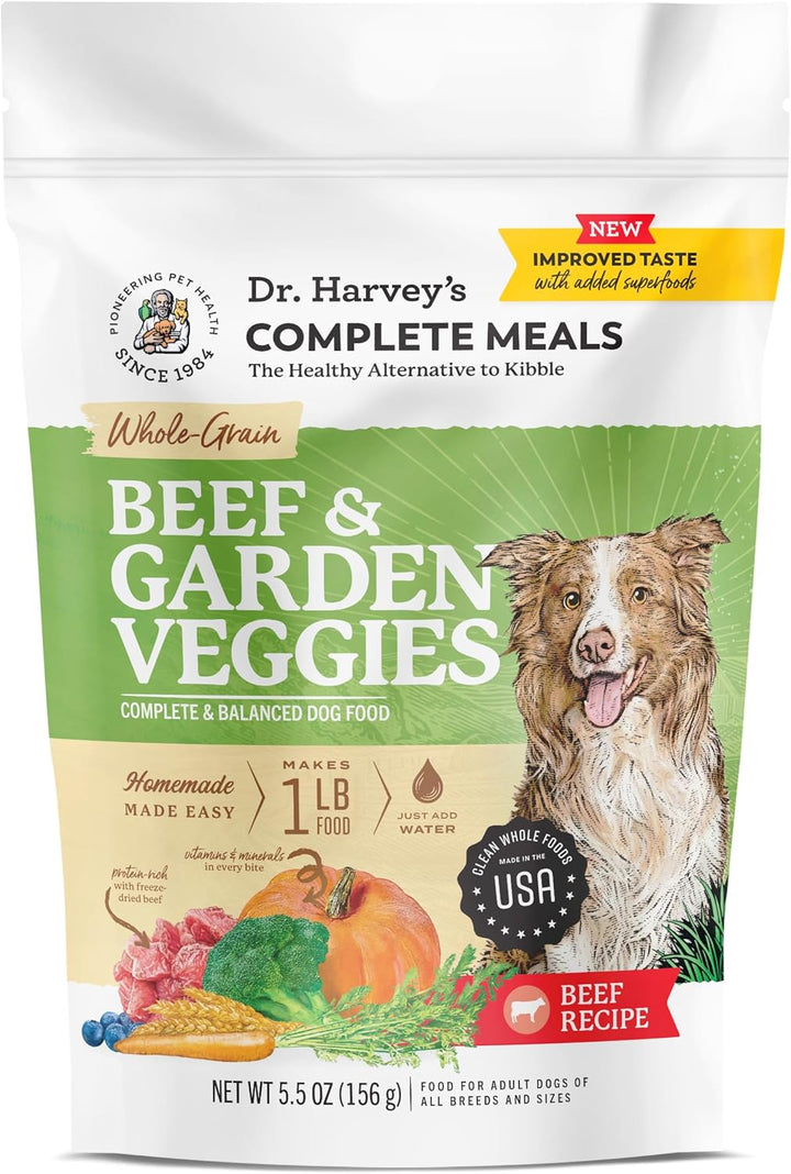 Beef & Garden Veggies Dog Food, Human Grade Whole-Grain Dehydrated Dog Food with Freeze-Dried Beef (5 Pounds)