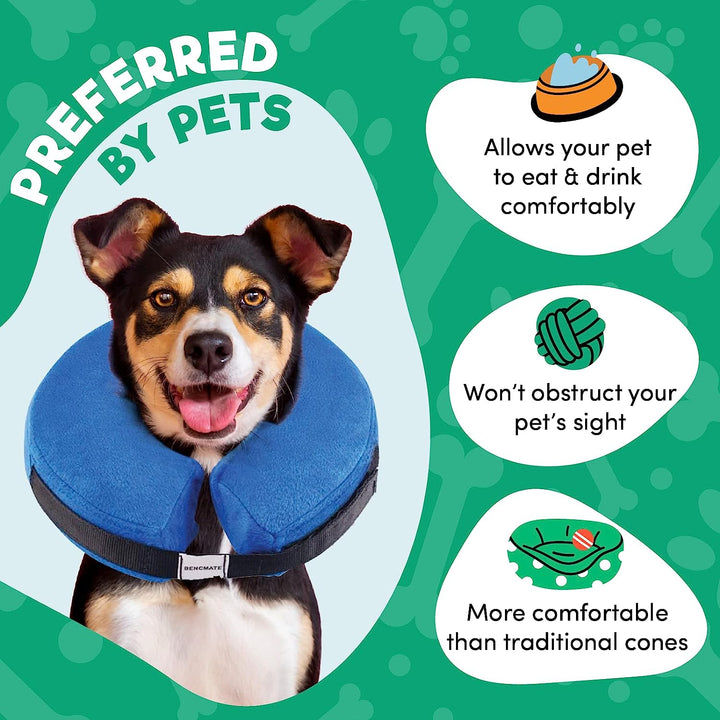 Inflatable Dog Cone Collar Alternative, Soft Dog Cone for Small Medium Large Dogs and Cats, Neck Recovery Ecollar Donut Collar after Surgery (Large, Blue)