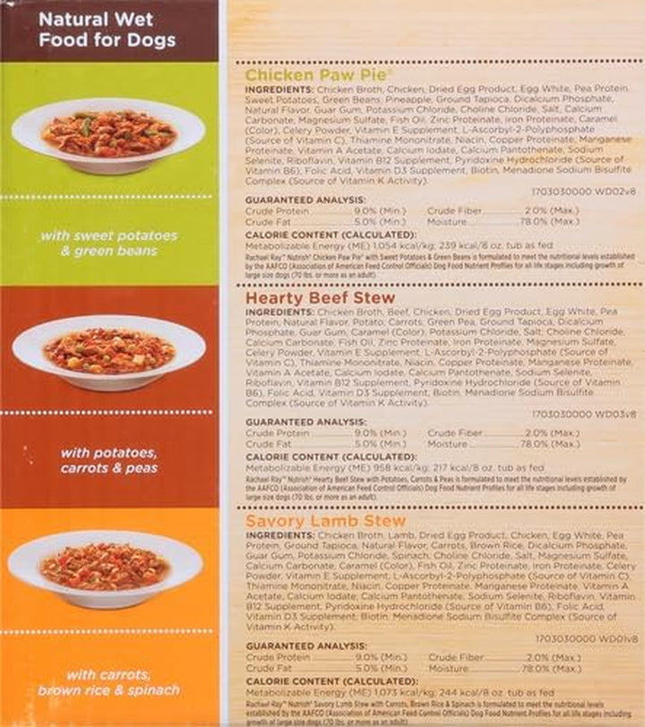Rachael Ray  Premium Natural Wet Dog Food, Savory Favorites Variety Pack, 8 Ounce Tub (Pack of 6)