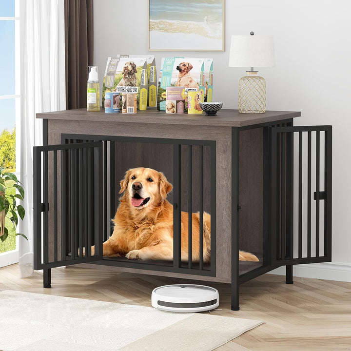 Dog Crate Furniture for 1 or 2 Dogs, Heavy Duty Single/Double Dog Crates for Small/Medium/Large Dogs, Dog Kennel Furniture Indoor as TV Stand, Large Size 78.74" L(35-60 Pounds), Brown