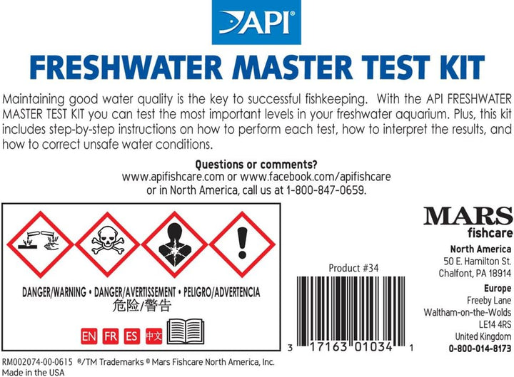FRESHWATER MASTER TEST KIT 800-Test Freshwater Aquarium Water Master Test Kit, White, Single, Multi-Colored