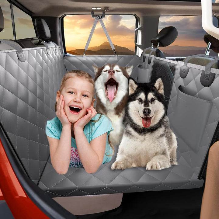Back Seat Extender for Dogs-Large Space, Dog Car Seat Cover Hard Bottom Holds 420Lbs, Sturdy Backseat Extender for Dogs,Upgraded Material Waterproof Pet Car Bed Dog Hammock for Car, Suv,Truck