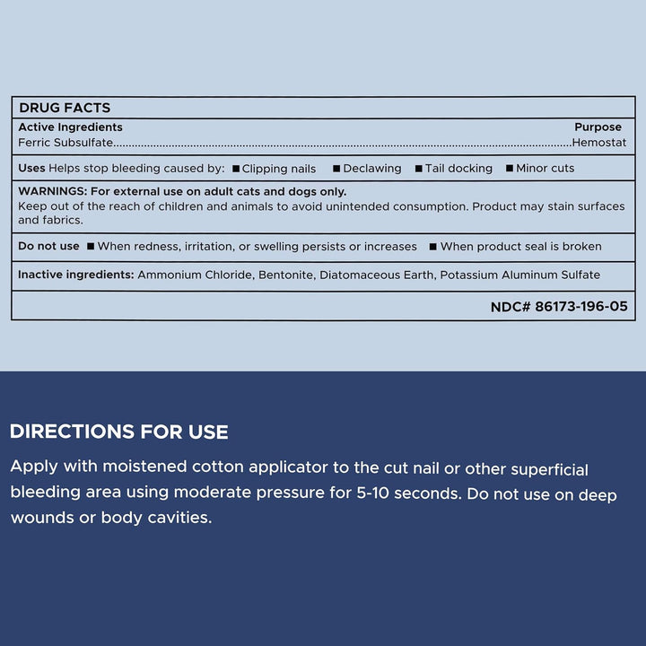 Styptic Powder for Dogs - .5 Oz Quick Stop Bleeding for Dogs Nails & Animal Cuts - Blood Stop Clotting Powder & Wound Care