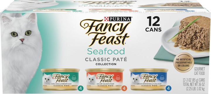 Purina  Seafood Classic Pate Collection Grain Free Wet Cat Food Variety Pack - (Pack of 24) 3 Oz. Cans