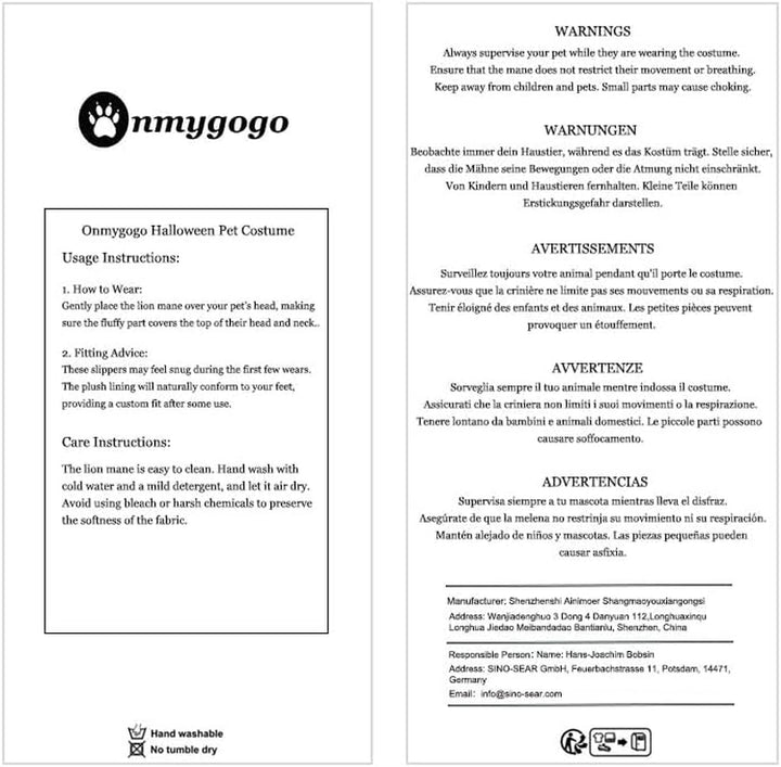 Lion Mane Wig for Dogs with Ears, Funny Pet Costumes for Halloween Christmas