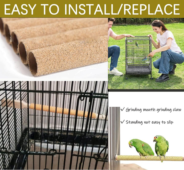 20Pcs Sand Perch Covers for Bird - Bird Perchs Covers 7.5" Long X 3/8" Diameter Bird Perches for Parakeets, Lovebirds, Parrotlets, Canaries and Other Small Birds (Yellow, 20Pcs 7.5" X 0.43")