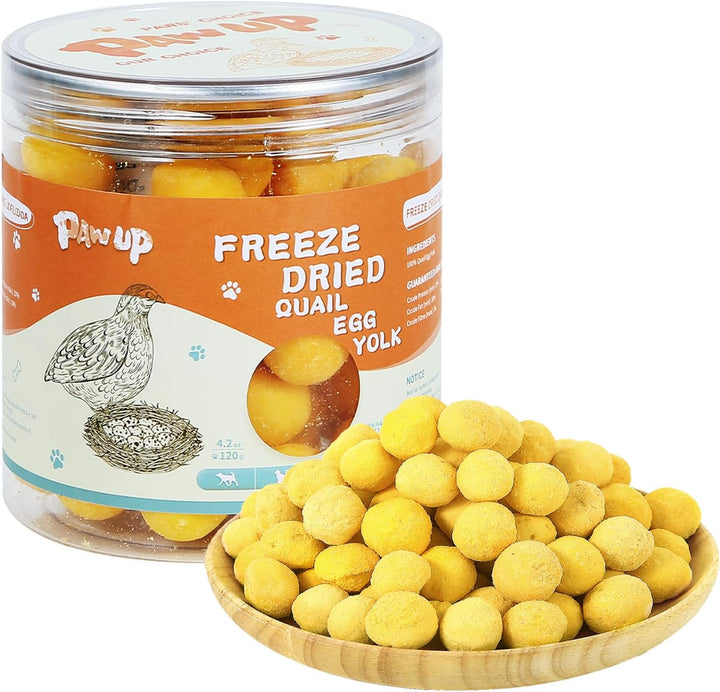 Freeze Dried Quail Egg Yolk Pet Treats, Freeze-Dried Pet Food for Dogs, Cats, Pure Fresh Ingredient, 4.2 Oz, Rawhide Free, Gluten&Grain Free