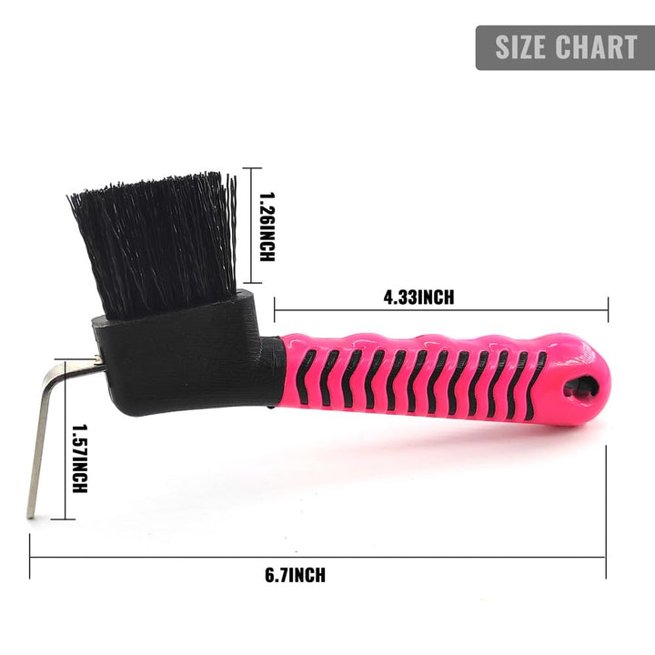 Stiff Bristled Horse Hoof Pick Brush with Soft Rubber Handle, Portable (2PCS, Random Color)