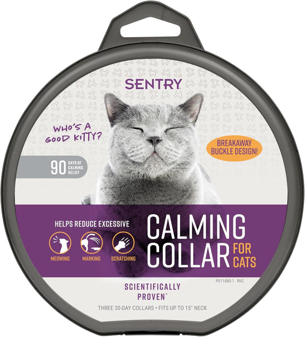Calming Collar for Cats, Long-Lasting Pheromone Collar Helps Calm Cats for 30 Days, Reduces Stress, Anxiety, Loud Noises and Separation, 3 Count