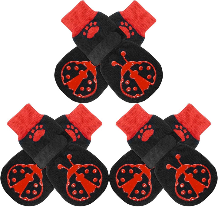 6Pcs anti Slip Dog Socks to Prevent Licking Paws, Dog Shoes for Hot Pavement, Double Sides Dog Boots & Paw Protectors Booties for Hardwood Floors with Grippers Small Medium Large Senior Dog