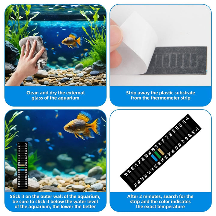 3PCS Aquarium Thermometer Strip 61-122℉(15-50°C), Easy-To-Read Fish Tank Thermometer Stick on Aquarium Test Strips for Aquarium Fish Tank, Adhesive Temperature Sticker Display for Brewing Aquarium