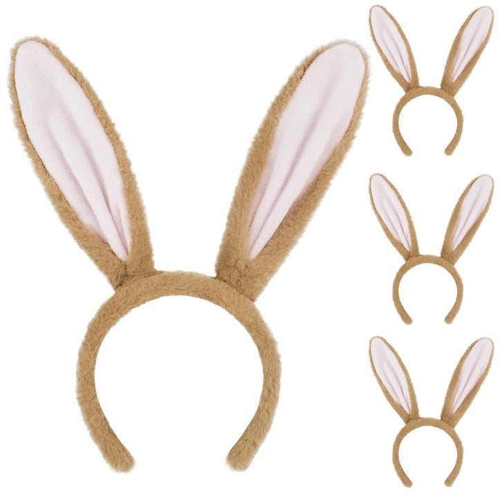 Dog Ears Golden Movable, Realistic Animals Ears Headband Brown, Fluffy Cat Bunny Bear Costume Halloween Christmas for Washing Makeup Cosplay Birthday Party