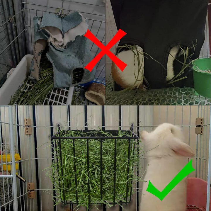 Guinea Pig Hay Feeder，Rabbit Hay Feeder with Heavy-Duty Metal Frame Hay Holder，For Bunny, Guinea Pigs,Chinchillas-6.9X4.7X6.6 Inch