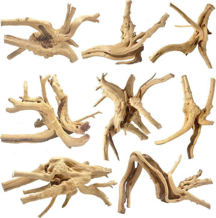 Natural Aquarium Driftwood for Fish Tanks & Reptile Terrariums – Safe Fish Tank Decorations, Unique Twisted Branches 3-Piece 7-11 Inch Low Tannin, Easy to Sink