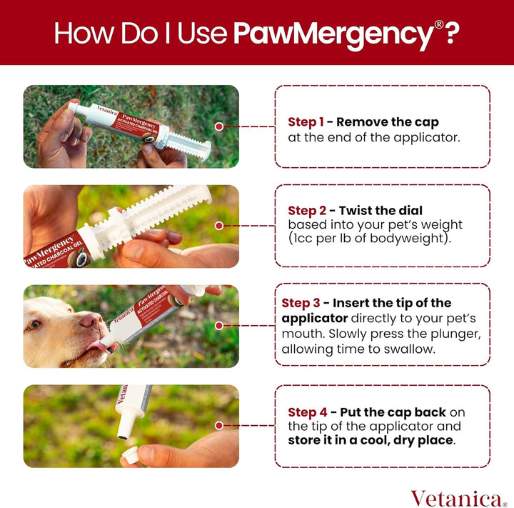 Pawmergency – Activated Charcoal First Aid Kit Emergency Rescue for Dogs, Cats, Puppy & Pet Poisoning Kit, Camping Survival Remedy Essential, Oral anti Diarrhea Digestive Paste Ready to Absorb Toxins