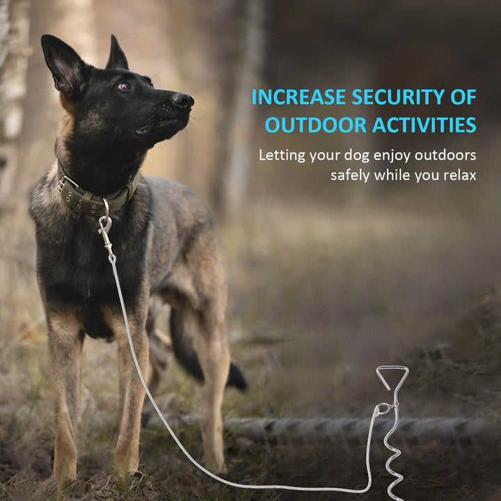 Dog Tie-Out Stake, Durable Silver Spiral Anchorstake, Secure Outdoor Tethering for All Cable Leash Chain, Camping Yard, Rust-Resistant, Easy Installation, Medium, 16 Inch