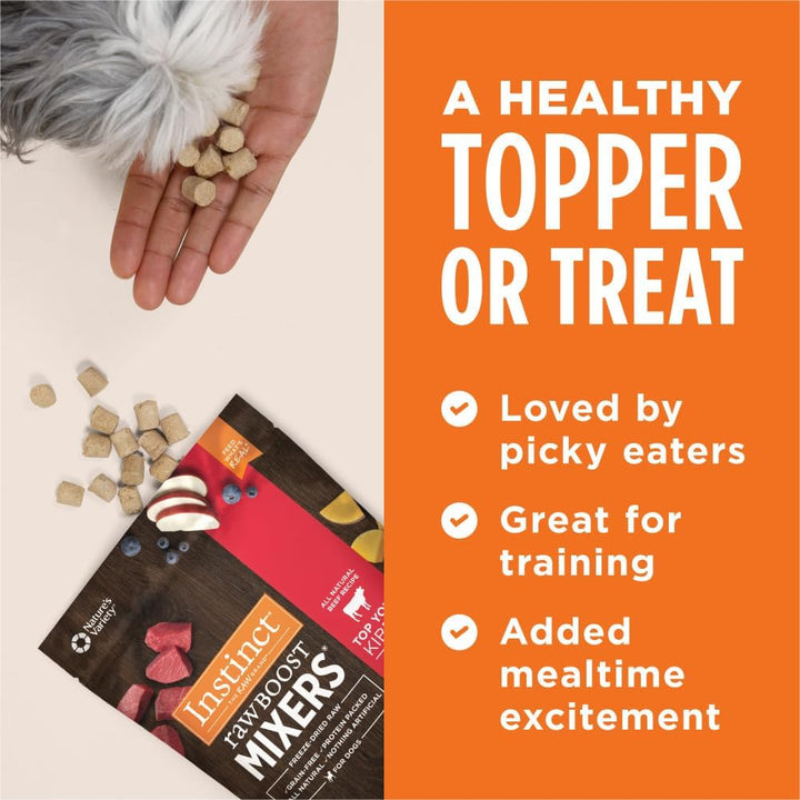 Raw Boost Mixers, Freeze Dried Dog Food Topper, Grain Free Recipe - All Natural Beef, 14 Oz. Bag