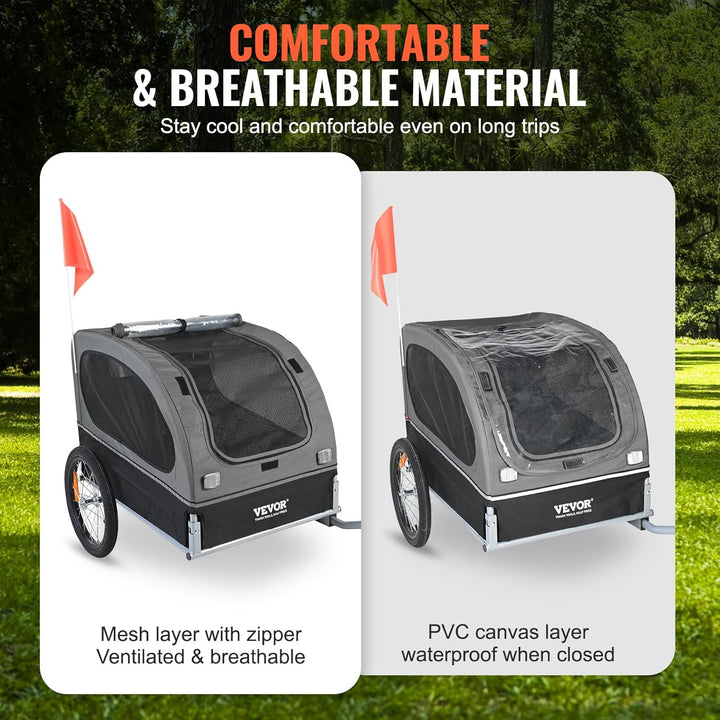 Dog Bike Trailer, Supports up to 88 Lbs, Pet Cart Bicycle Carrier, Easy Folding Frame with Quick Release Wheels, Universal Bicycle Coupler, Reflectors, Flag, Collapsible to Store