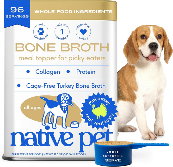 Bone Broth for Dogs - Made with Real Beef Bone Broth, Dog Food Toppers for Picky Eaters - Provides Extra Hydration & Nutrition for Joint Strength, Immunity & Heart Health-48 Scoops
