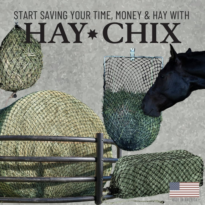 Hay Net for Horses | Slow Feed Hay Bag Feeder | Marine-Grade UV Treated Nylon | Holds 4-6 Flakes | Half Bale Net | 1 3/4" Holes | Oat Rope Color