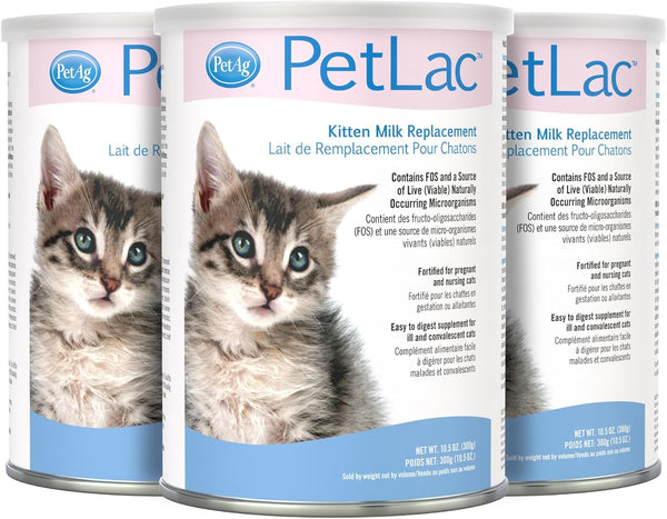 Pet-Ag Petlac Powder for Kittens - 10.5 Oz, Pack of 3 - Kitten Milk Replacement Powder for Kittens Newborn to Six Weeks Old - Easy to Digest