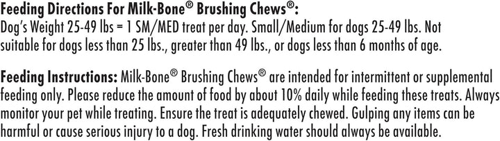 Brushing Chews Daily Dental Dog Treats, Fresh Mint Flavor, Small/Medium, 25 Count
