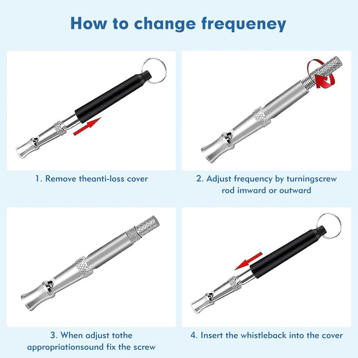 Dog Whistle, ﻿2 Pack Adjustable Frequency Silent Training Ultrasonic Dog Whistle to Stop Barking and Recall Training with Lanyard (Black and White)