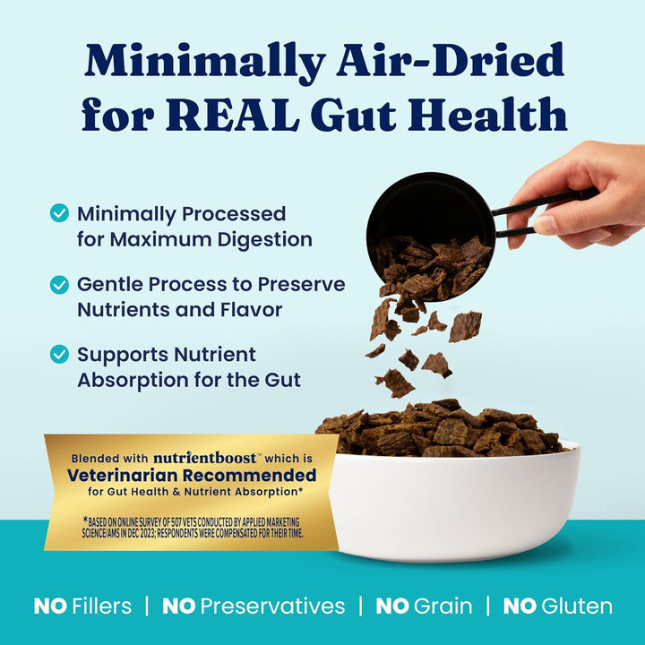 Air Dried Dog Food Toppers for Dry Food - Healthy Dog Treats W/Real Beef & Superfoods - Serve as a Complete Meal, Topper or Treats - Supports Muscle Growth, Immunity & Digestion - 4Oz