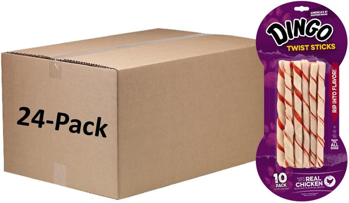 Twist Sticks 50 Count, Premium Rawhide Treats for Dogs Made with Real Chicken 50-Count