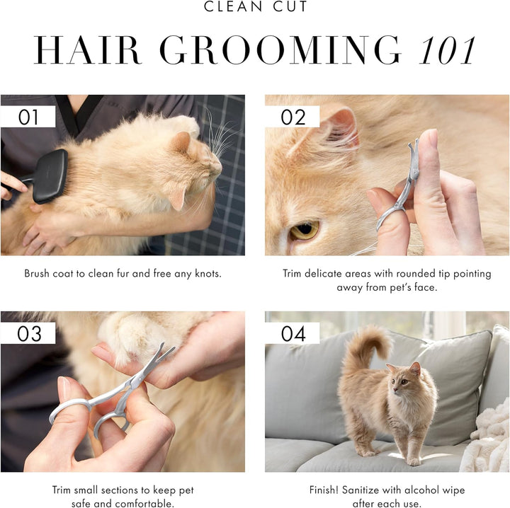 Pet Grooming Scissors, Stainless Steel Rounded Tip Trimming Shears for Dogs and Cats