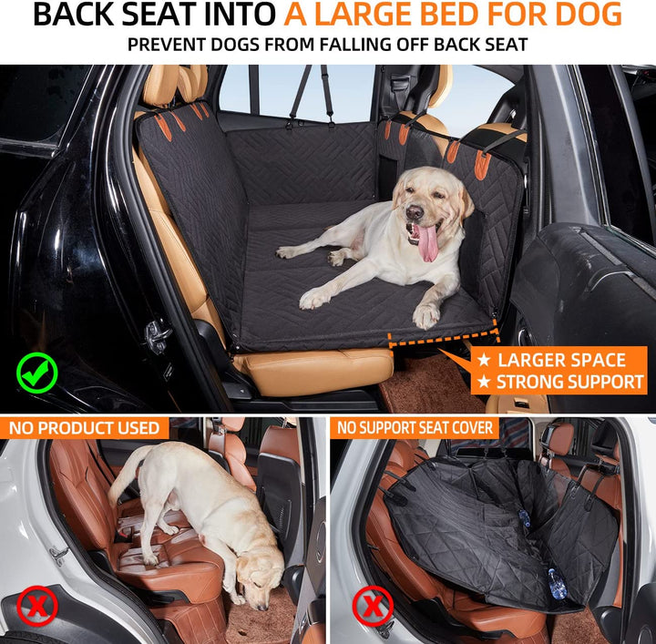 Back Seat Extender,Dog Seat Cover for Back Seat,Hard Bottom Car Seat Cover for Dogs,Dog Hammock for Car,Back Seat Pet Cover for Dogs(Black)