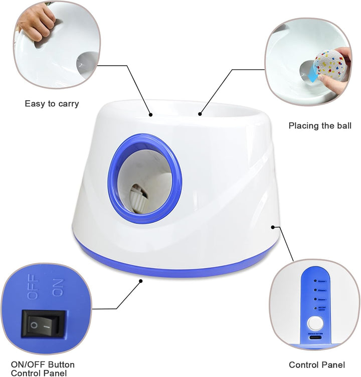 Dog Ball Thrower Launcher, Automatic Ball Launcher for Dogs, 3 Adjustable Distance Settings, Indoor Outdoorinteractive Toy, with 3 2.3-Inch Balls, Small/Medium Sized Dog Thrower