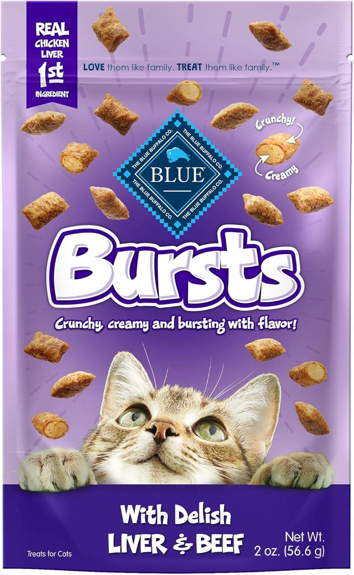 Bursts Crunchy & Creamy Cat Treats, Great for Training, Paw-Lickin' Chicken, 5-Oz Bag