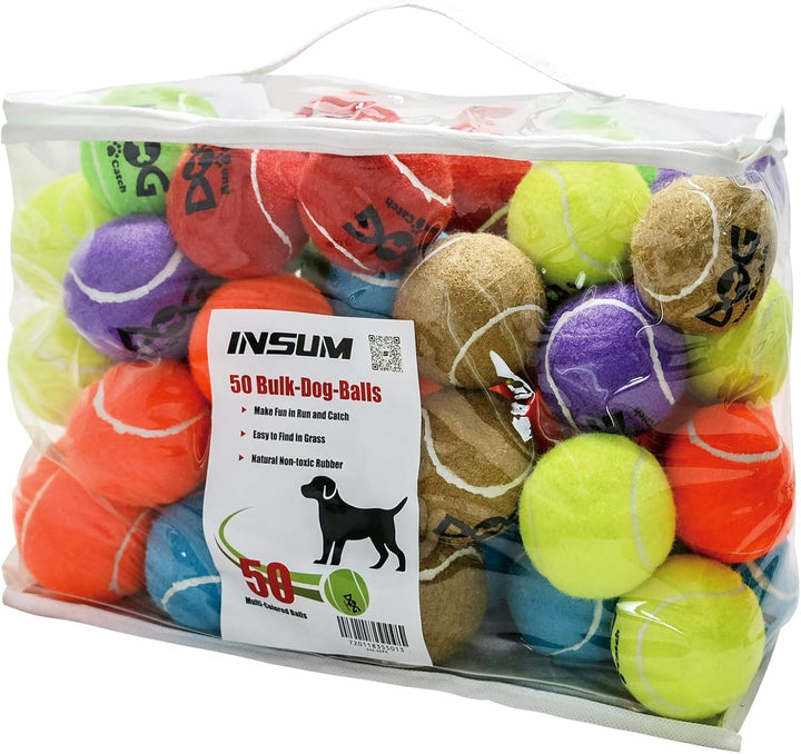 Tennis Balls for Dogs - 12 Pack 2.5'' Durable Non-Toxic Outdoor Dog Toys Balls with Mesh Bag, SGS Certified, Colorful Fetch Toys, Medium Large Breeds (Non Squeaky)