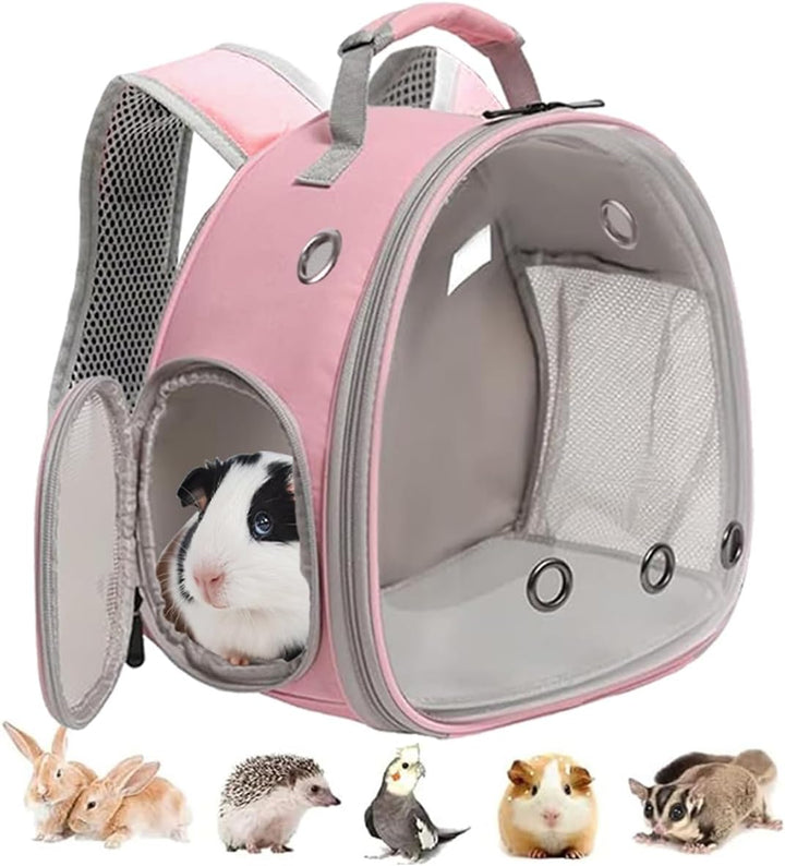Guinea Pig Carrier Backpack, Clear Bubble Window Backpack for Guinea Pig, Bunny Rat Bird (Black, Carrier)