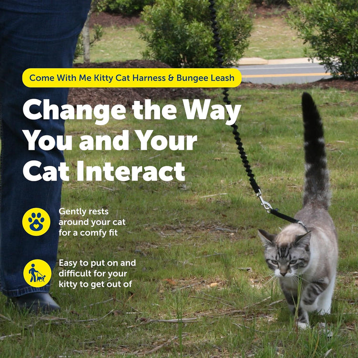 Come with Me Kitty Cat Harness & Bungee Leash - Comfortable No-Choke Harness with Lightweight Bungee Leash for Outdoor Fun - Escape Free Pulling Prevention - Medium - Lilac