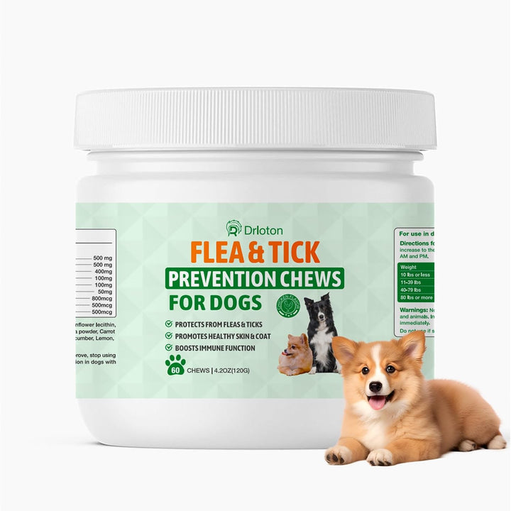 Flea and Tick Prevention for Dogs Chewables - 180 Treats - Natural Dog Flea and Tick Treatment Chewable Supplement for All Breeds & Ages - Soft Chews - Chicken Flavor