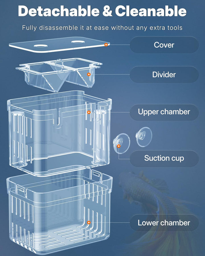 Aquarium Breeding Box - Transparent Plastic Breeder Box for Fish Tank, Fry Hatchery Incubator for Baby Fish, Shrimp, Betta, Clownfish, Guppy, Large