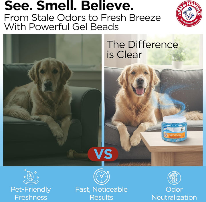 for Pets Air Care Pet Scents Deodorizing Gel Beads in Fresh Breeze | 12 Oz Pet Odor Neutralizing Gel Beads with Baking Soda | Air Freshener Beads for Pet Odor Elimination (FF12689)