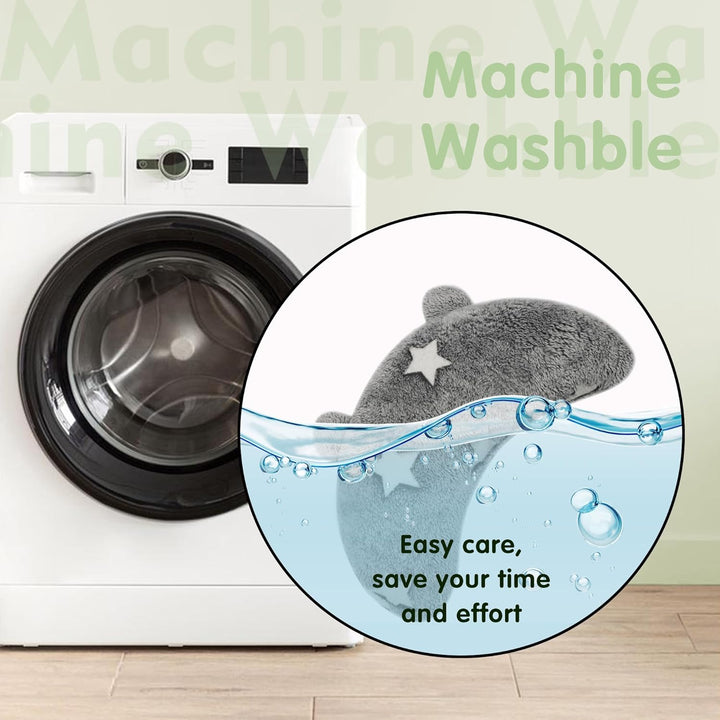 Dog Calming Pillow Glow in the Dark, Soft U-Shaped Pet Pillows for Dogs & Cats, Machine Washable, Dog Neck Pillow, Joint Relief, Better Sleep (Medium, Gray)