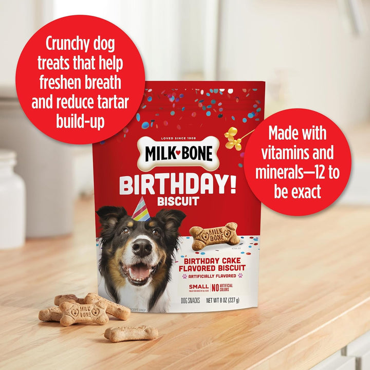 Celebrate Birthday Cake Artificially Flavored Biscuits, Small Dog Treats, 8 Oz. Bag