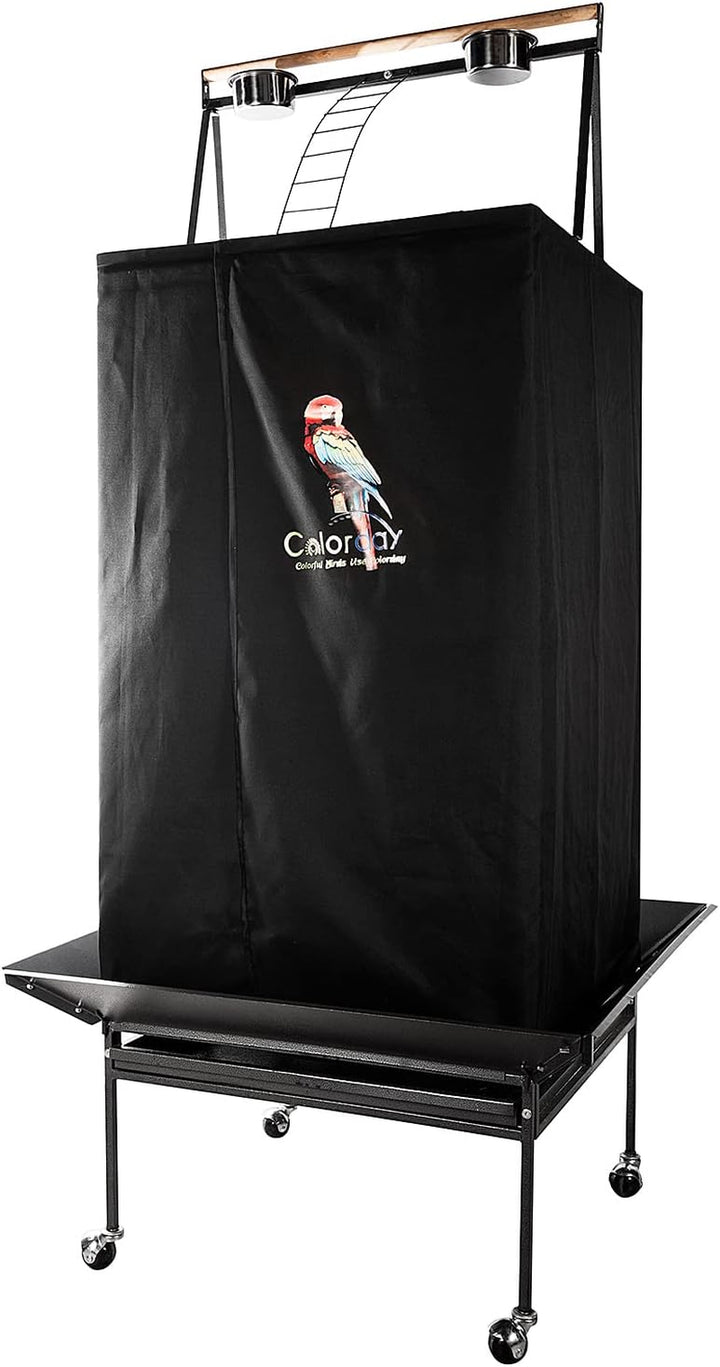 Good Night Bird Cage Cover for Large Bird Cage with Play Top (Patented), Black 68"
