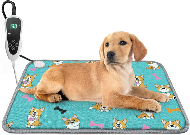 Large Dog Heating Pad 34X21In with Smart Thermostat Switch and Power Line Protection Tube,Obtained MET and UL Dual Certification,Waterproof Pet Heating Pad, Suitable for Dogs of All Ages