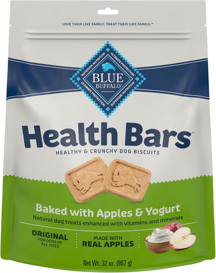 Health Bars Mini Crunchy Dog Biscuits, Oven-Baked with Natural Ingredients, Apples & Yogurt, 16-Oz Bag
